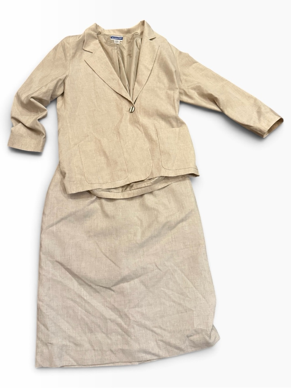 Pendleton Beige Neutral Size M/14 Blazer Skirt Suit Set